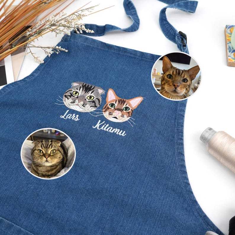 Custom Pet Portrait Embroidered Apron
