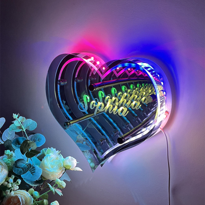 🔥Hot Sale🔥Personalized infinite heart-shaped mirror name lamp