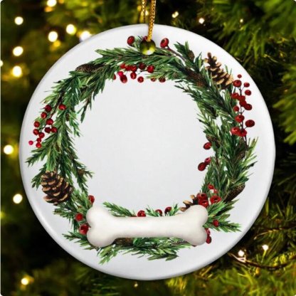 Custom Photo Lovely Pet Face - Christmas Gift For Pet Lovers, Pet Memorial - Personalized Circle Ceramic Ornament-ilovevango