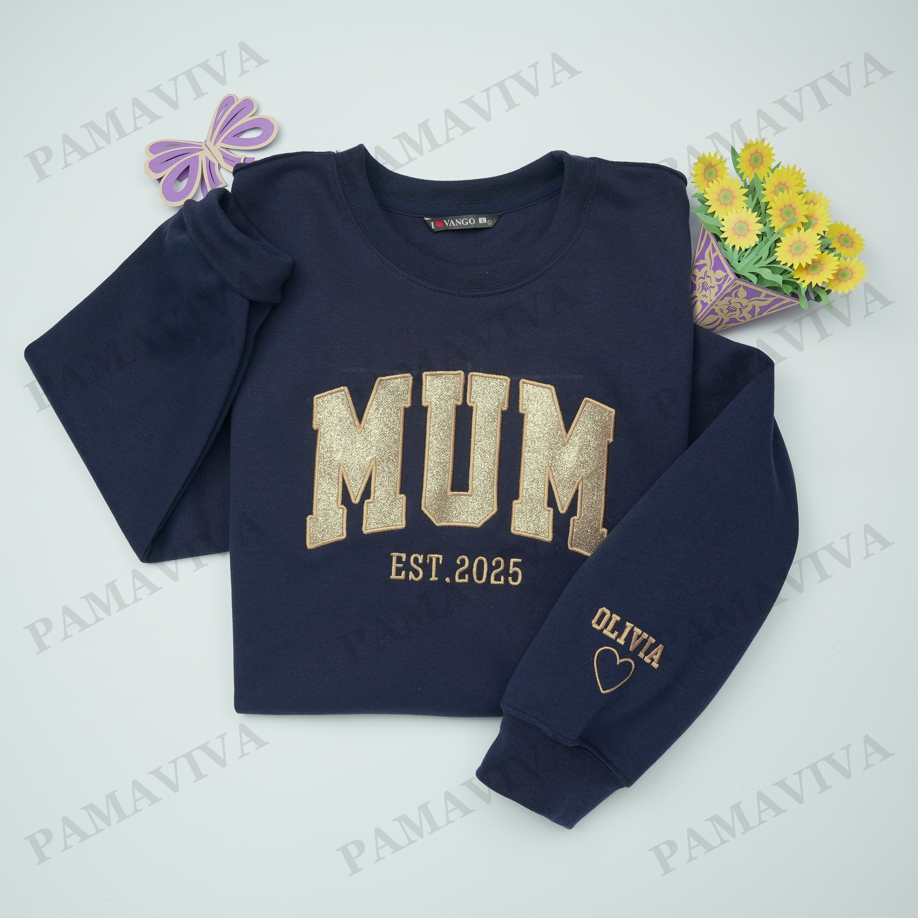 Custom Applique Glitter Mom T-shirt&Sweatshirt