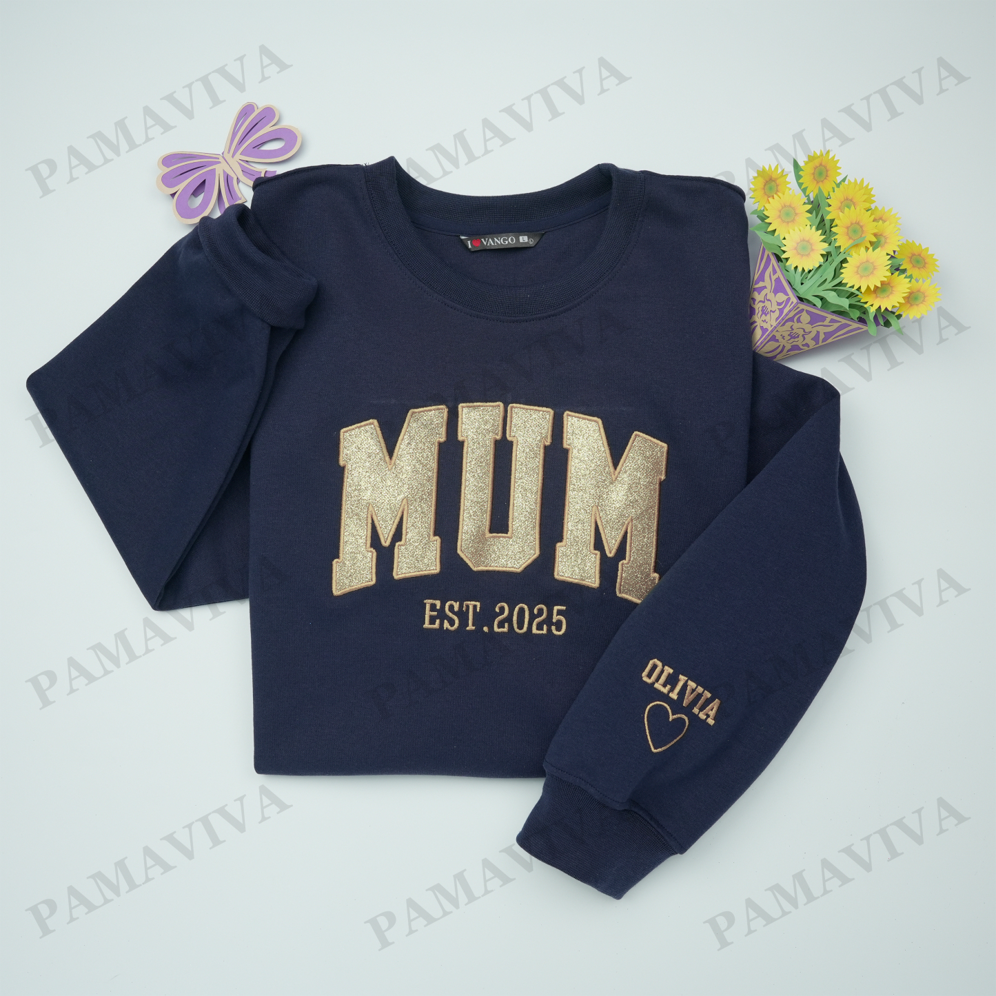 Custom Applique Glitter Mom T-shirt&Sweatshirt