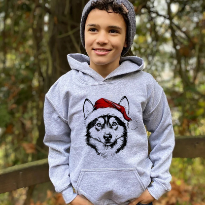Custom Pet Christmas Sweatshirt - Personalized Dog/Cat Santa Hat Graphic Crewneck