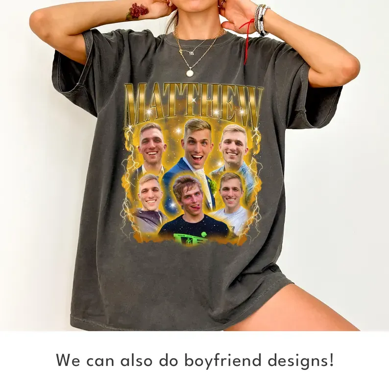 Custom Photo Vintage Graphic 90s T-shirt, Custom Bootleg Rap Tee