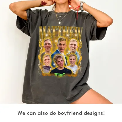 Custom Photo Vintage Graphic 90s T-shirt, Custom Bootleg Rap Tee