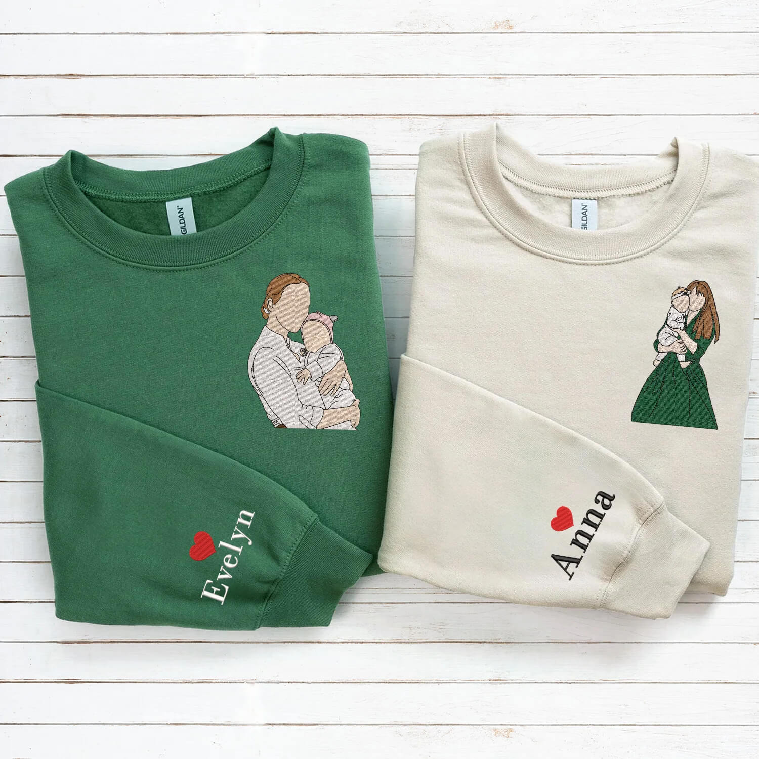 Custom Photo Portrait Embroidered Sweatshirt