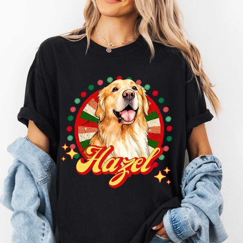 Custom Pet Christmas T-Shirt Sweatshirt Using Pet Photo + Name