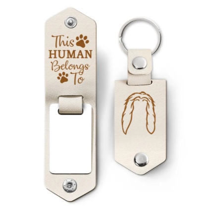 Custom Photo Dog Portrait - Gift For Pet Owners, Pet Lovers - Personalized Leather Photo Keychain