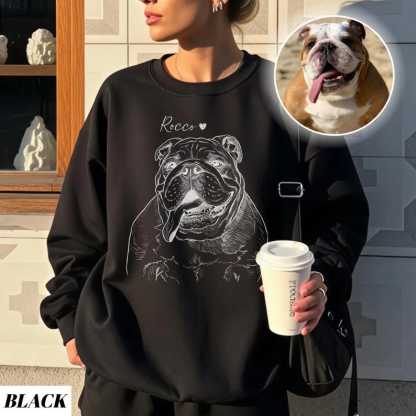 Personalized Pet Portrait from Photo, Custom Dog Cat Drawing Sweatshirt