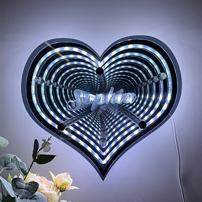 🔥Hot Sale🔥Personalized infinite heart-shaped mirror name lamp