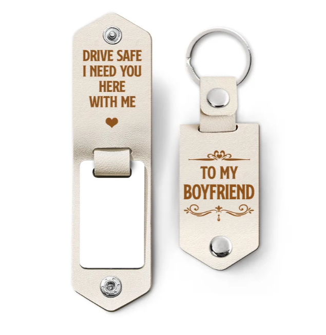 Custom Photo Drive Safe I Need You Here With Me - Loving, Anniversary Gift For Spouse, Husband, Wife - Personalized Leather Photo Keychain-ilovevango