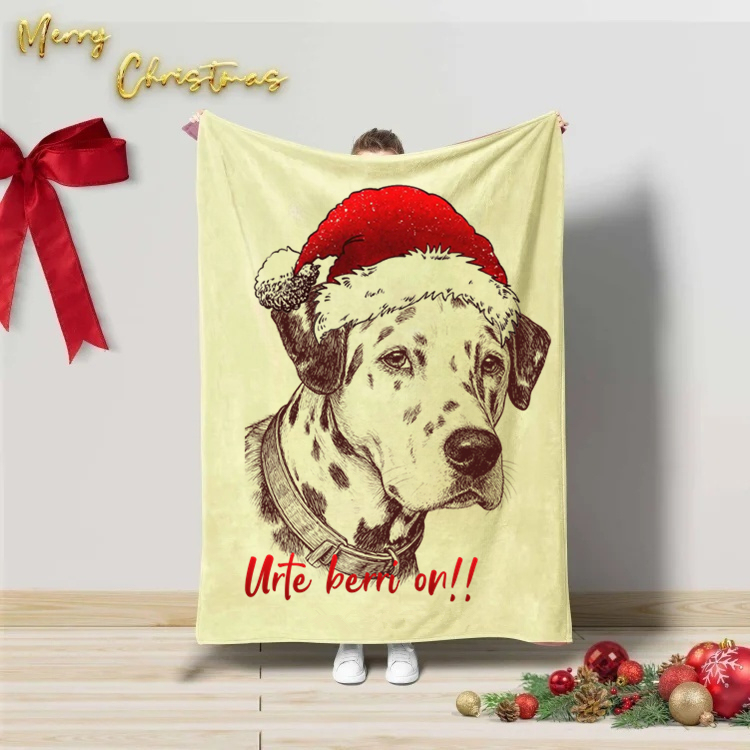 PetFiestas® Stay Merry Custom Pet Santa Hat Christmas Blanket