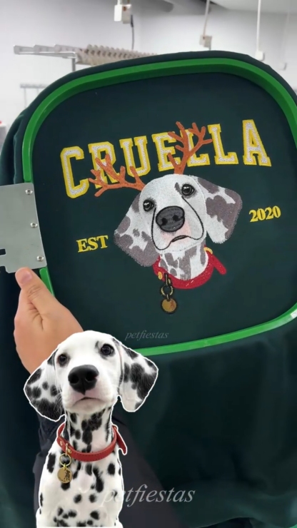 Customized Pet Face Pattern Christmas Reindeer Embroidered Sweatshirt/Hoodie