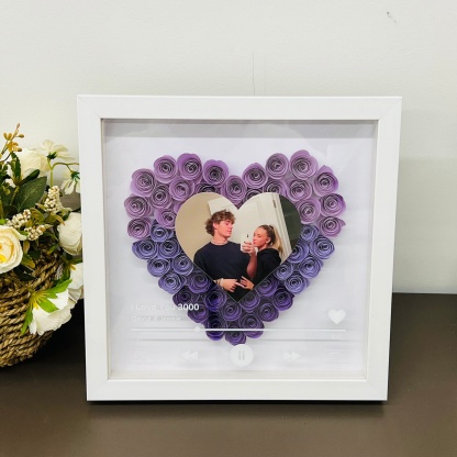 Custom Heart Flower Shadow Box with Photo
