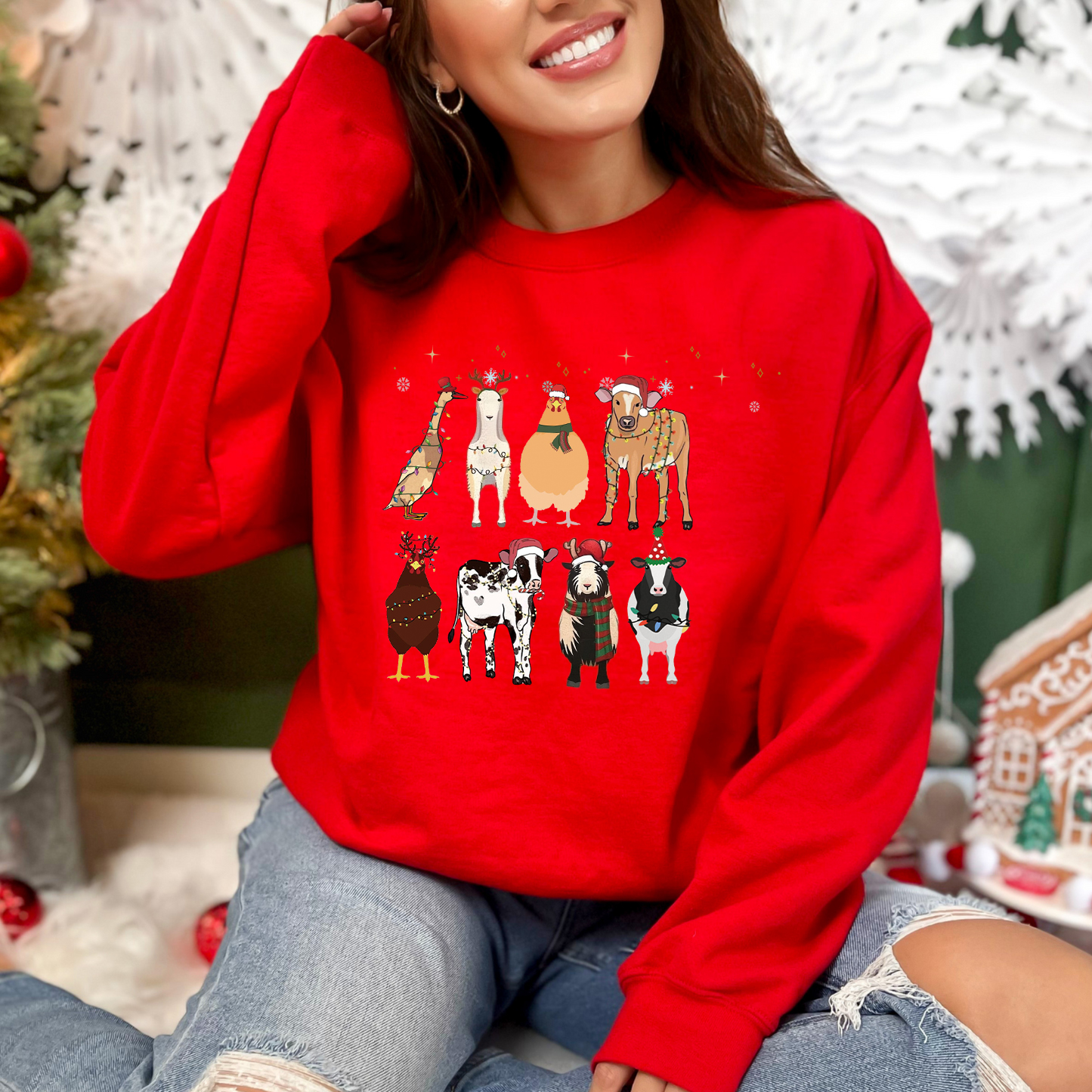 Custom Farm Animal Christmas Sweatshirt – Perfect Holiday Gift for Farm Animal Lovers