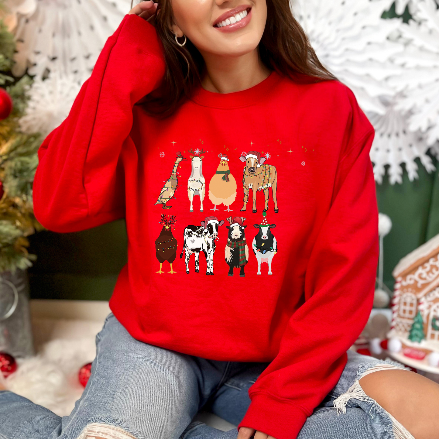 Custom Farm Animal Christmas Sweatshirt – Perfect Holiday Gift for Farm Animal Lovers