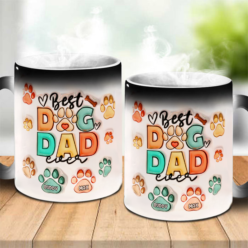 Best Dog Dad Ever -Custom Color Changing Mug, Custom 3d Inflated Effect Printed Mug - Gift For Pet Owners, Pet Lovers-ilovevango
