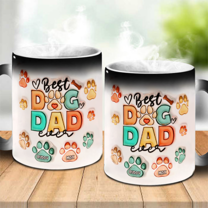 Best Dog Dad Ever -Custom Color Changing Mug, Custom 3d Inflated Effect Printed Mug - Gift For Pet Owners, Pet Lovers-ilovevango
