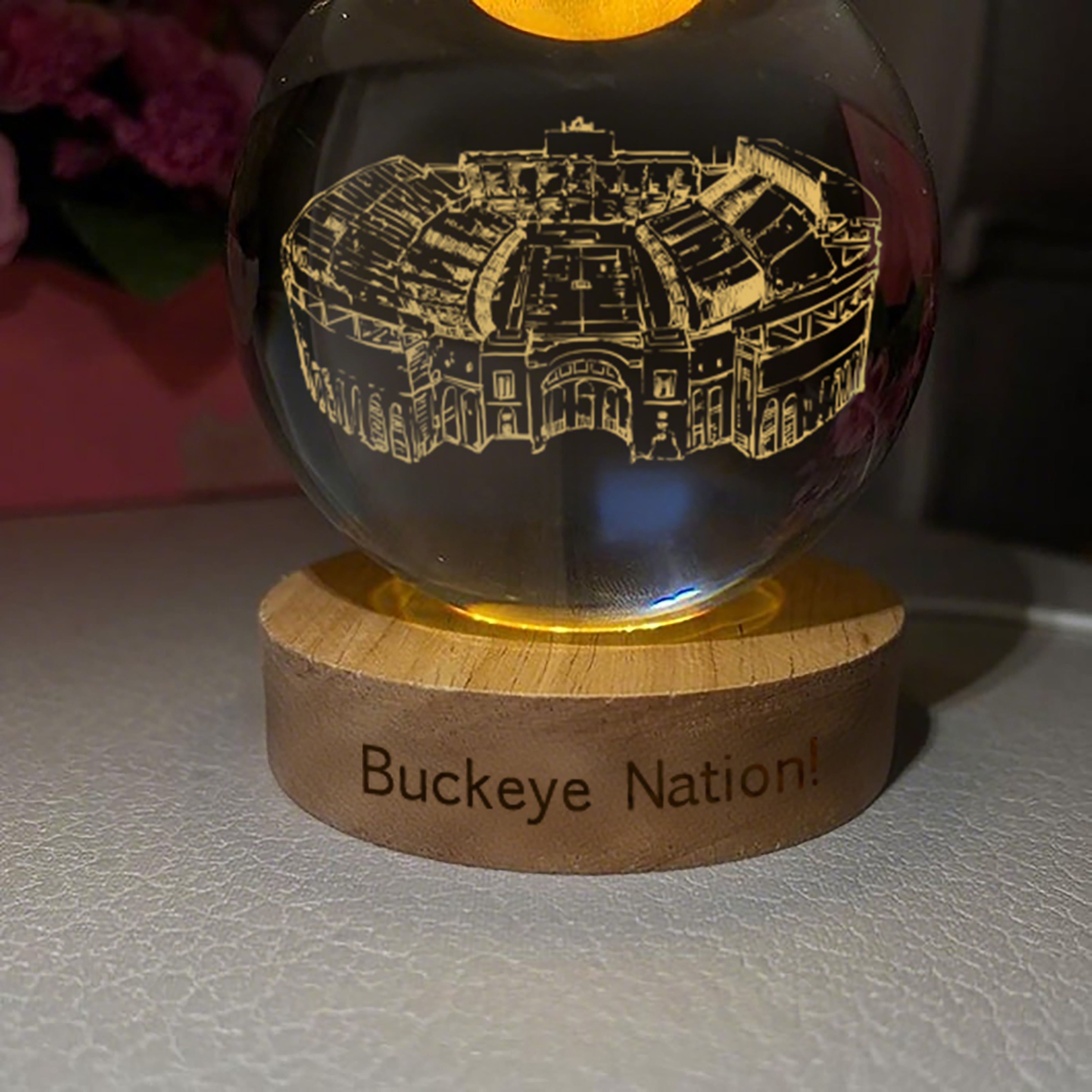 Ohio Stadium 3D Spherical Crystal Lamp
