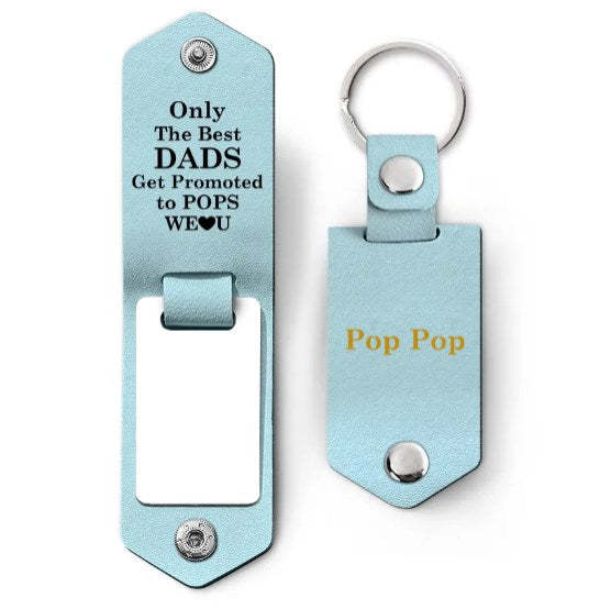 Custom Photo Only The Best Dad - Gift For Grandpa - Personalized Leather Photo Keychain