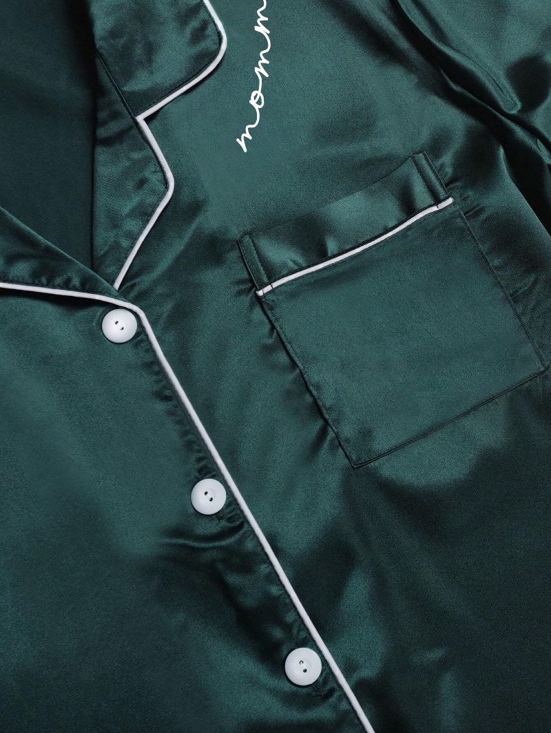 Custom Mommy Print Women Pajamas Sleepwear Ice Silk Short Sleeve Top And Shorts, Personalized Ice Silk Pajama Set Comfortable, Mothers Day Gift-ilovevango