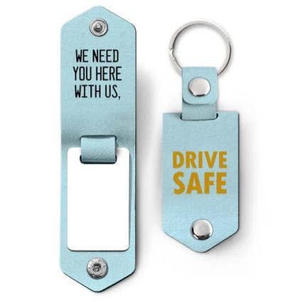 Custom Photo Drive Safe We Need You Dad - Birthday, Loving Gift For Dad, Father, Papa, Grandpa - Personalized Leather Photo Keychain-ilovevango