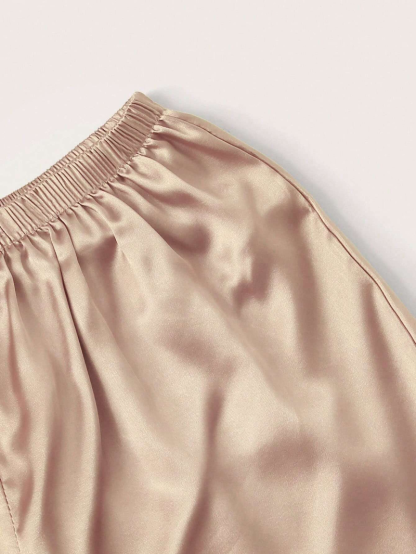 Custom Mama Print Women Pajamas Sleepwear Ice Silk Short Sleeve Top And Shorts, Personalized Pajama Set Comfortable, Mothers Day Gift-ilovevango