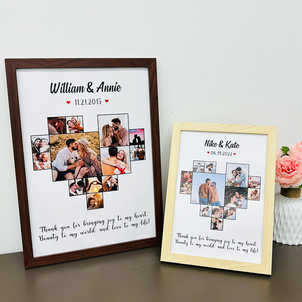 Custom Heart Photo Frame with Name And Date For Love Couple Gift