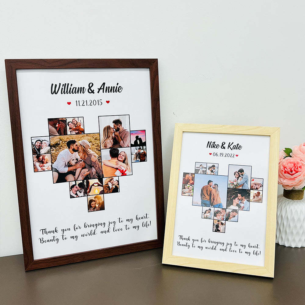 Custom Heart Photo Frame with Name And Date For Love Couple Gift