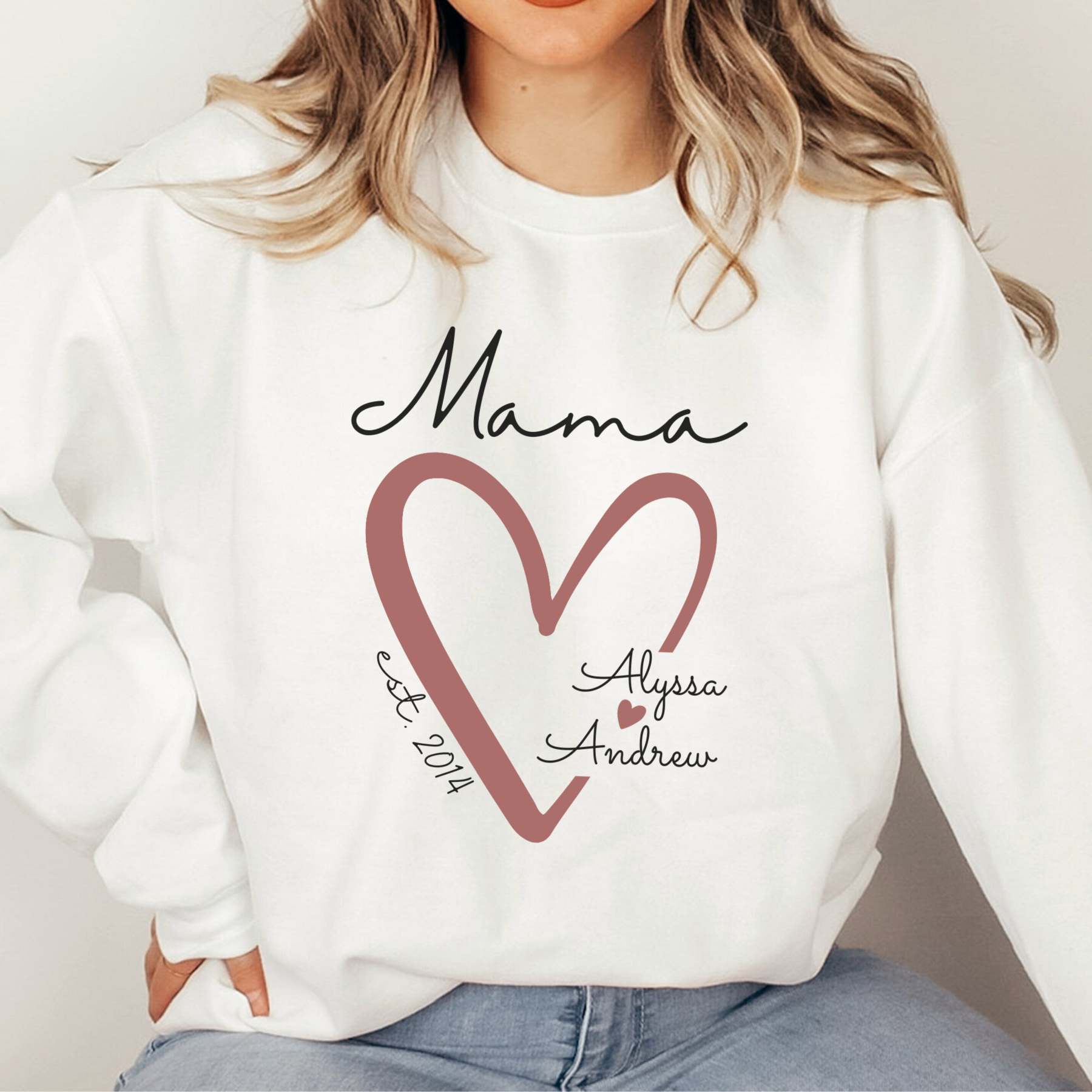 Mama Sweatshirt, Personalized Sweatshirt, Mama Est Sweatshirt, Mama Sweatshirt With Kid Name, Mama Sweatshirt With Names-ilovevango
