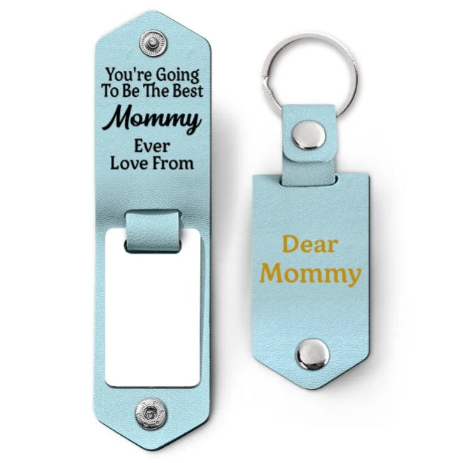 Custom Photo Going To Be The Best - Gift For Mom, Dad, New Parents - Personalized Leather Photo Keychain-ilovevango