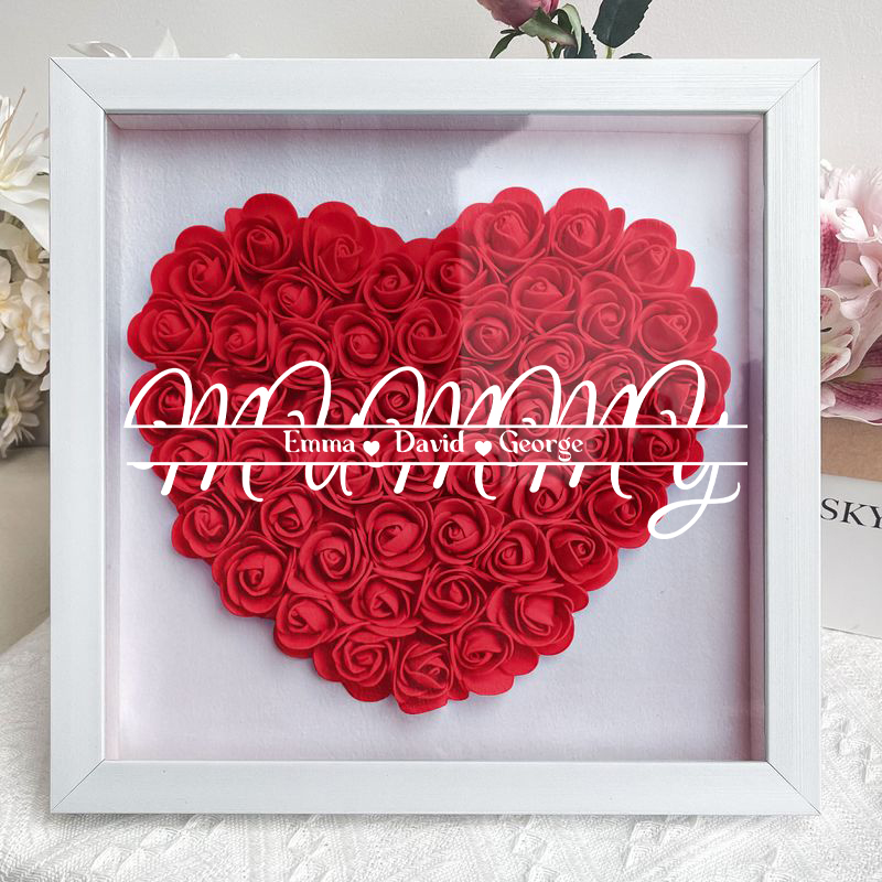 Personalized Flower Shadow Box With Kid's Name For MUMMY- Mother's Day