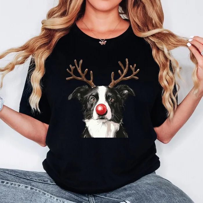 Custom Christmas Dog Photo Sweatshirt, Funny Dog Reindeer Sweatshirt