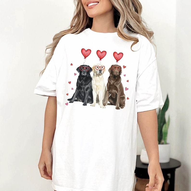 Personalized Dog Valentine Tee & Hoodie with Heart Balloon Print