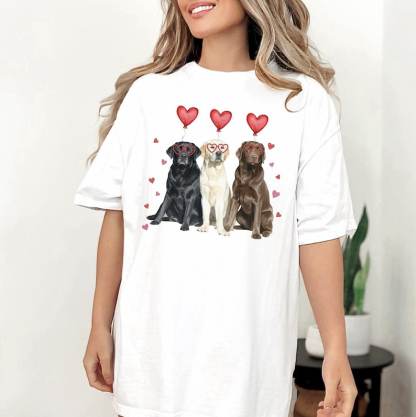 Personalized Dog Valentine Tee & Hoodie with Heart Balloon Print
