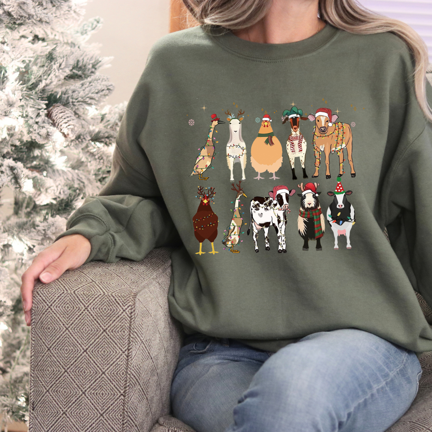 Custom Farm Animal Christmas Sweatshirt – Perfect Holiday Gift for Farm Animal Lovers