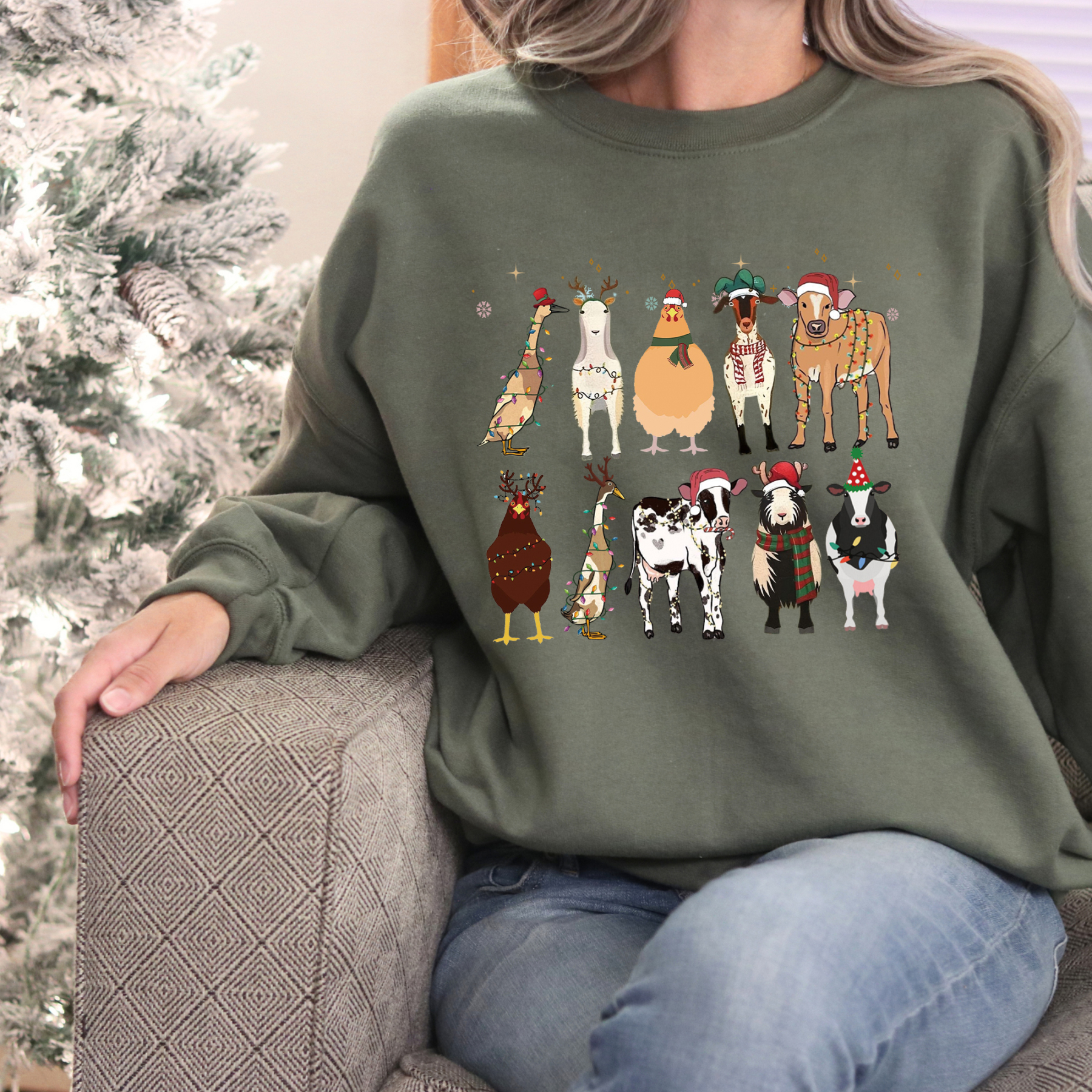Custom Farm Animal Christmas Sweatshirt – Perfect Holiday Gift for Farm Animal Lovers