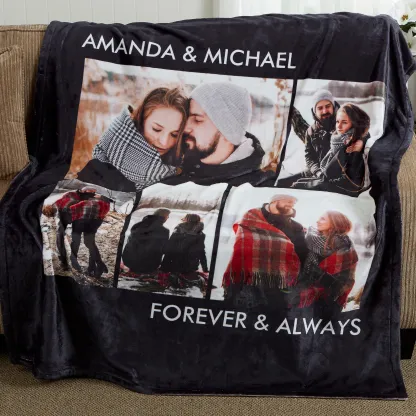 The Warmth of Love 💖 - Personalized Fleece & Sherpa Photo Blanket - Custom 5-Photo Design, Perfect Gift for Lovers & Family