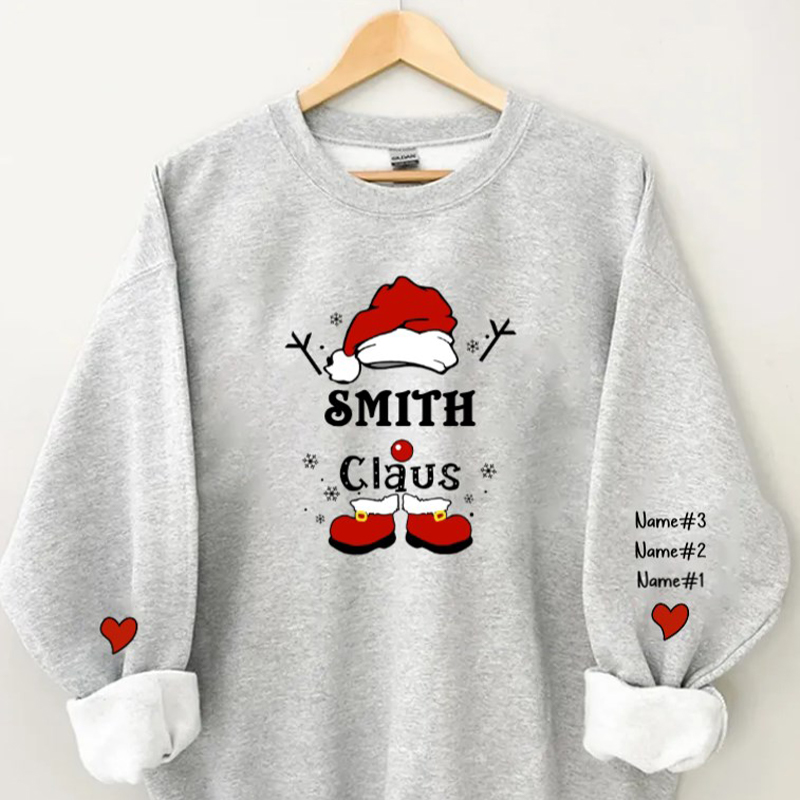 Personalized Christmas Grandma Claus Snowflake Sweatshirt Sleeve Custom Names Kids