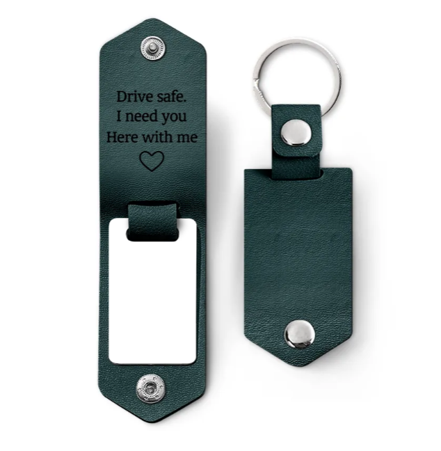 Custom Photo Drive Safe I Need You Here With Me - Gift For Couple, Besties, Friends, Family - Personalized Leather Photo Keychain-ilovevango