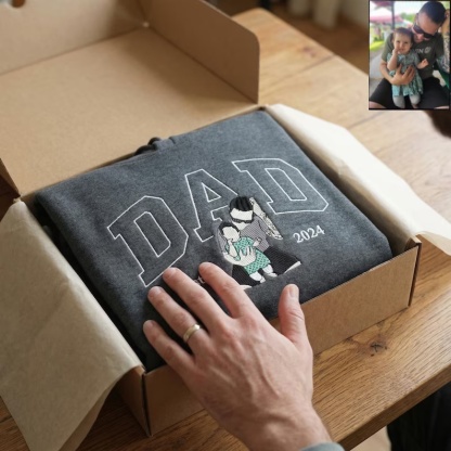 Custom Embroidered Dad Sweatshirt with Photo,Gift for Dad from Mom