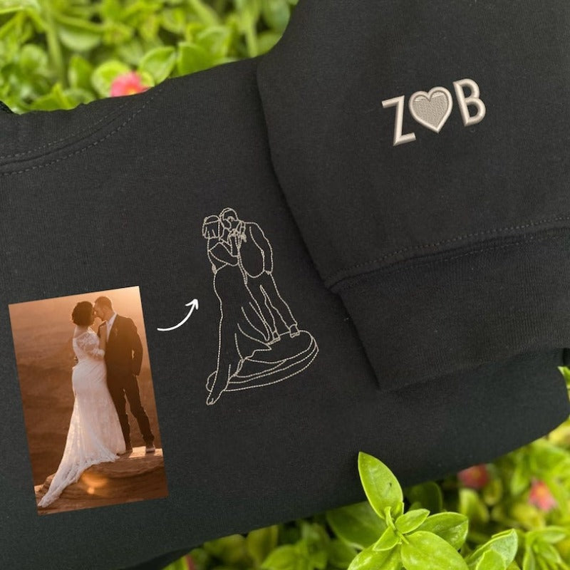 Personalized Embroidered Outline Photo Sweatshirt