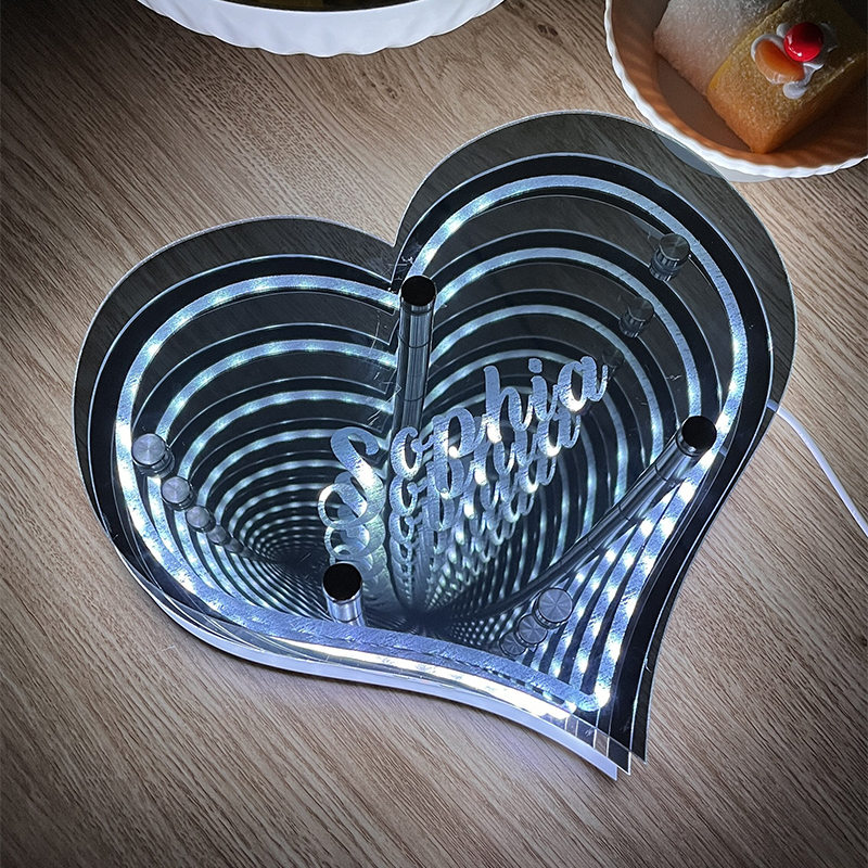 🔥Hot Sale🔥Personalized infinite heart-shaped mirror name lamp