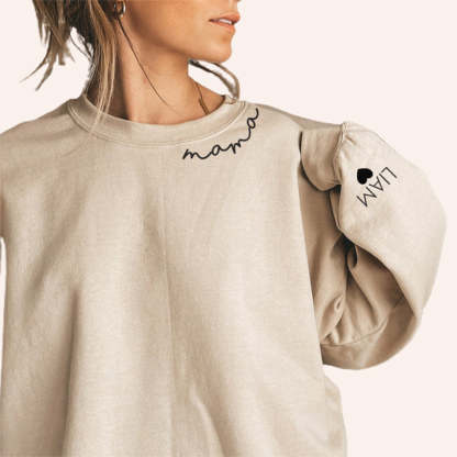 Mama Sweatshirt Custom Neck and Sleeve Design Sweatshirt, Mothers Day, Gift for Mom-ilovevango
