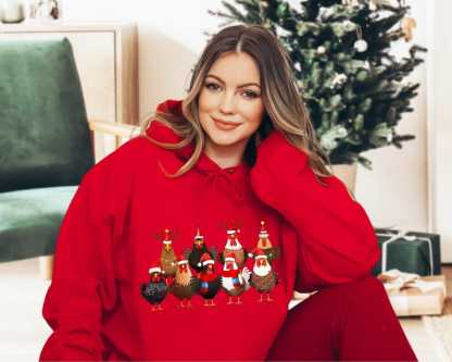 Сute Christmas Chickens Sweatshirt Christmas Farm Animals Sweatshirt