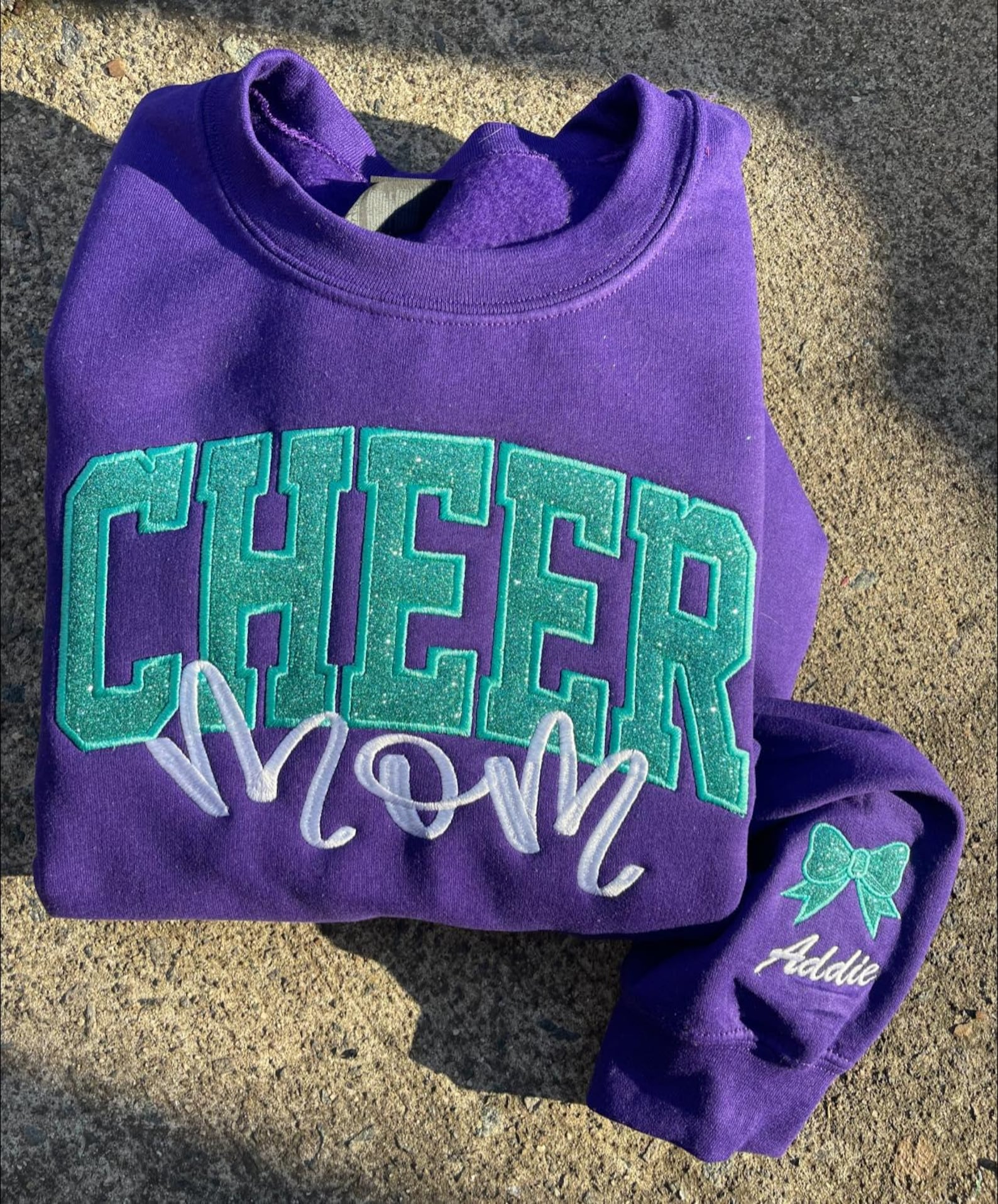 Custom Embroidered Glitter Cheer Mom T-shirt&Sweatshirt  , Cheer Mom Gift
