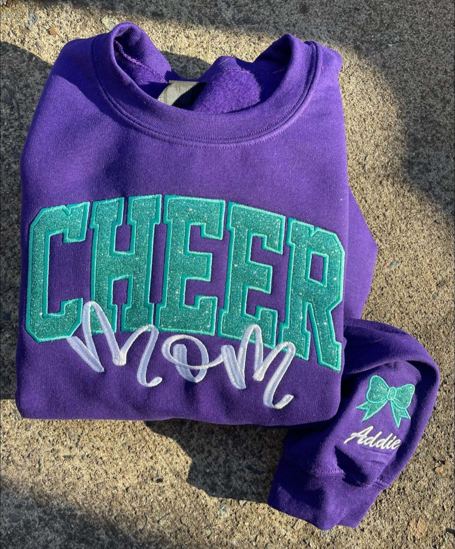 Custom Embroidered Glitter Cheer Mom T-shirt&Sweatshirt  , Cheer Mom Gift