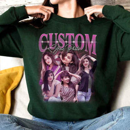Custom Photo Retro Sweatshirts Customize Your Own 90s Retro Sweatshirt Custom Rapper Shirt