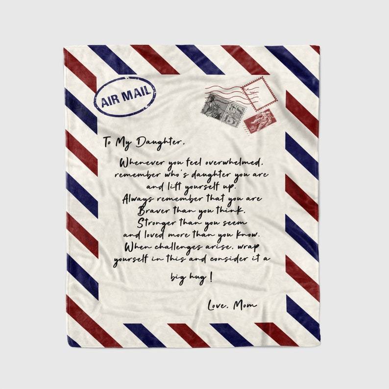 Personalized Letter Blanket to My Daughter Airmail Blanket