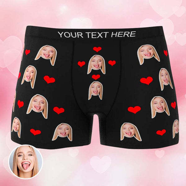 Custom Funny Heart Face Photo Boxer-ilovevango