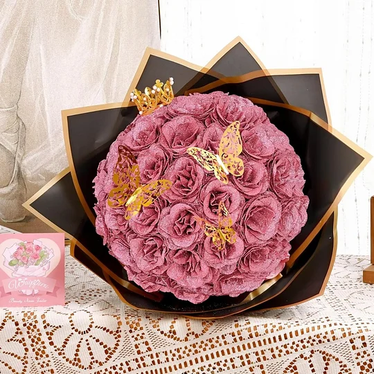 💕Glitter Rose Bouquet💕Couple Glitter Everlasting Rose Bouquet (Never Wither)